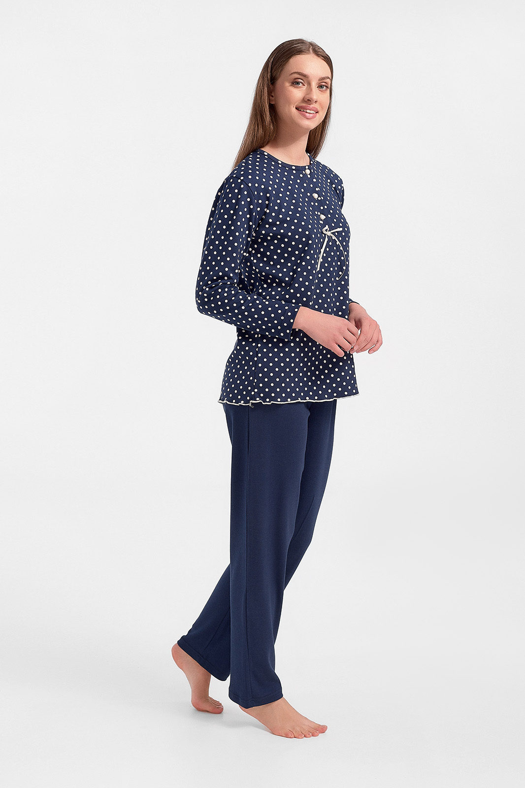 Classic pajamas CHERRY polka dots NAVY