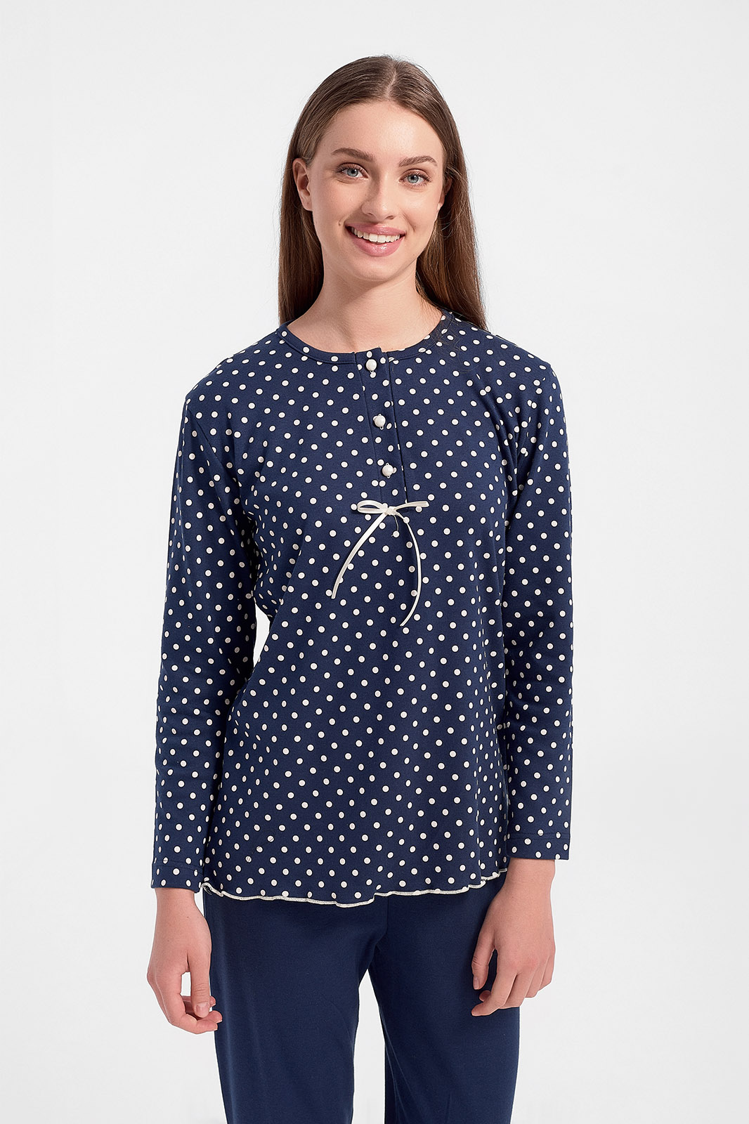 Classic pajamas CHERRY polka dots NAVY