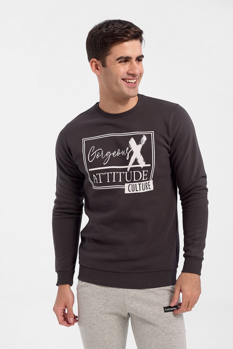 Cotton4all Dark Grey Sweatshirt Attitude Culture