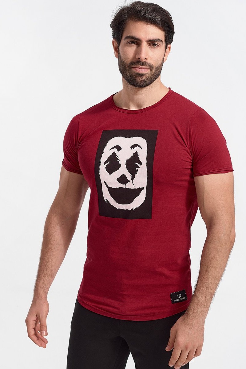 Mens T-Shirt Cotton4all JOKER Bordeaux