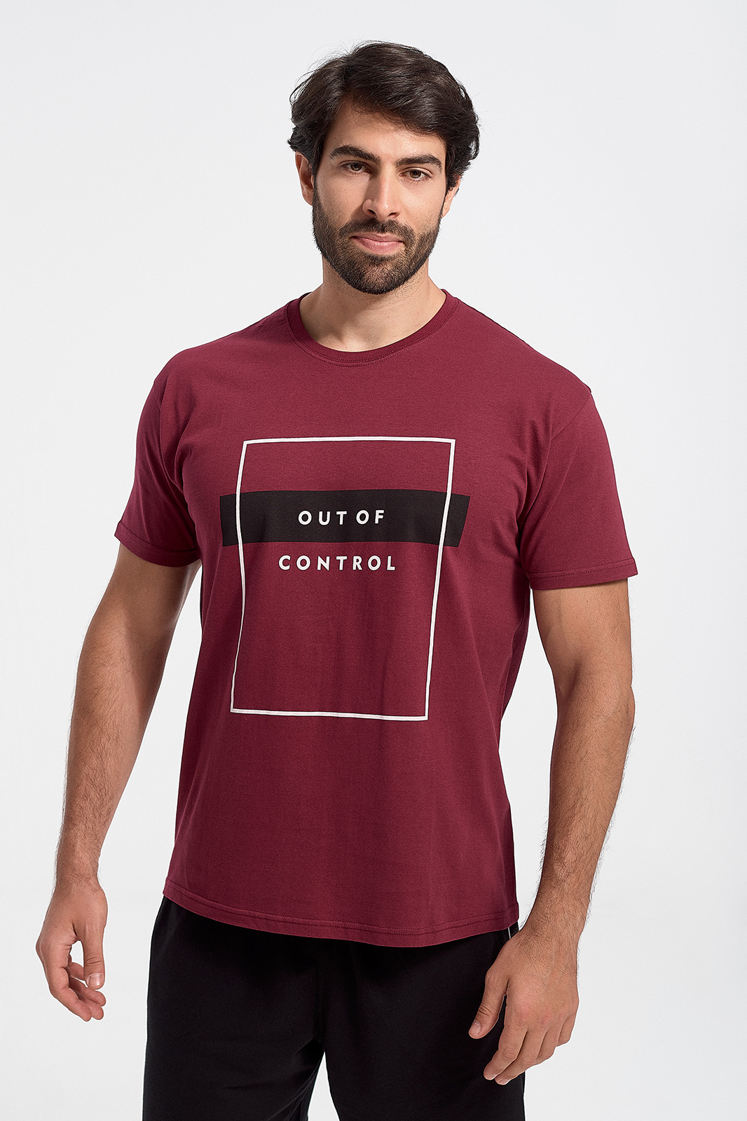 Mens T-Shirt JHK OUT OF CONTROL BORDO