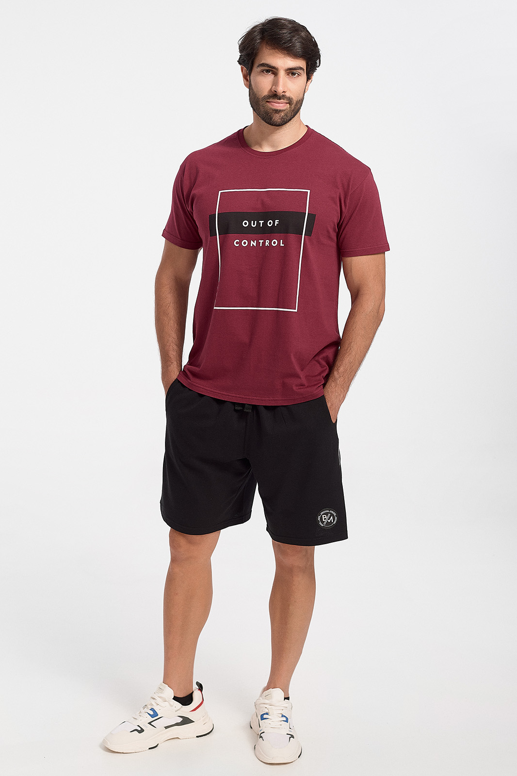 Mens T-Shirt JHK OUT OF CONTROL BORDO