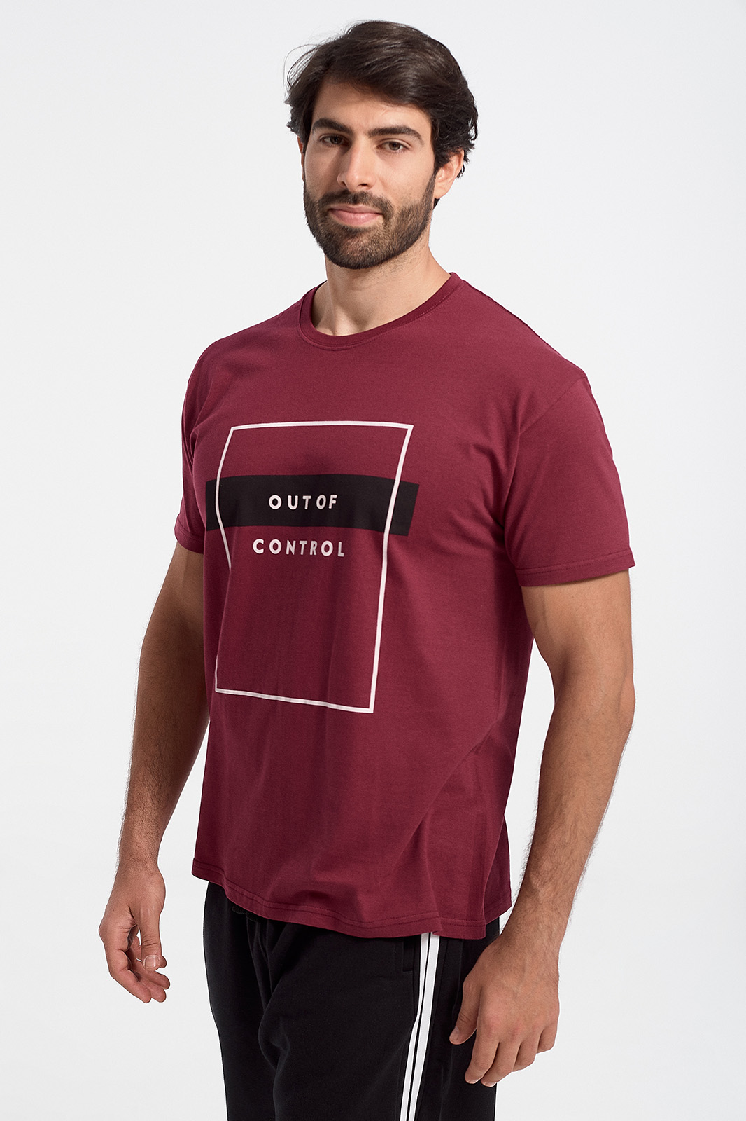 Mens T-Shirt JHK OUT OF CONTROL BORDO