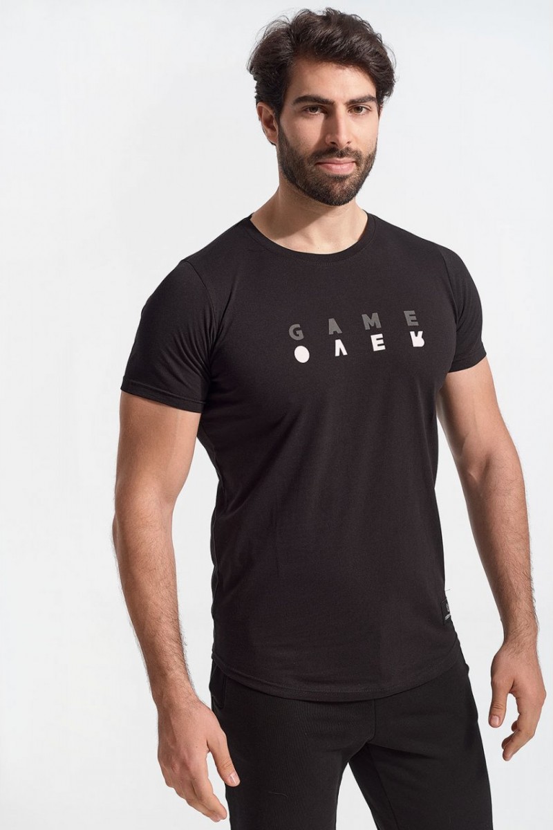 Mens T-Shirt COTTON4ALL GAME OVER Black