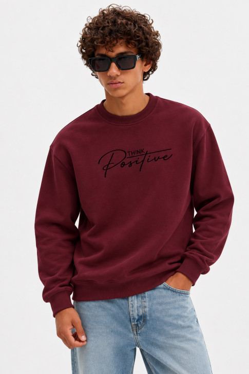 COTTON4ALL Think Positive sweatshirt 27-512-2, burgundy