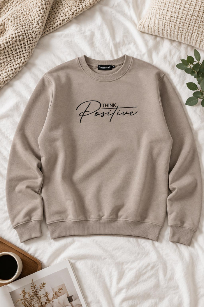 COTTON4ALL Think Positive sweatshirt 27-512, beige