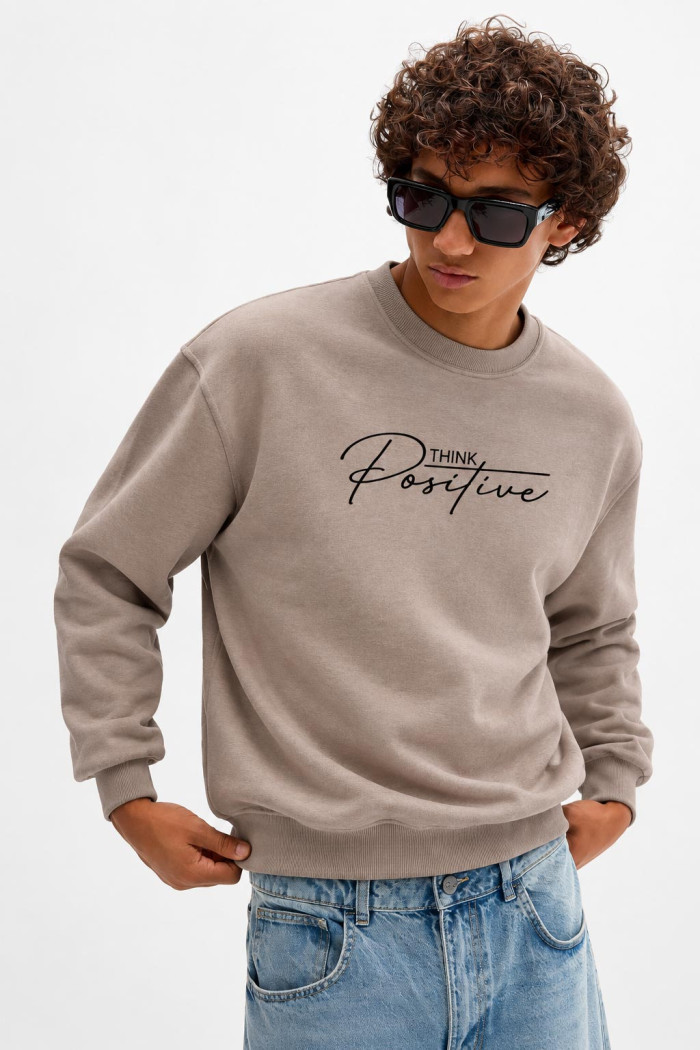 COTTON4ALL Think Positive sweatshirt 27-512, beige