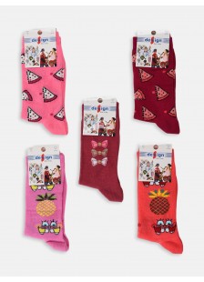 Kids Socks for Girl (5 pairs) - Hearts - Random Selection