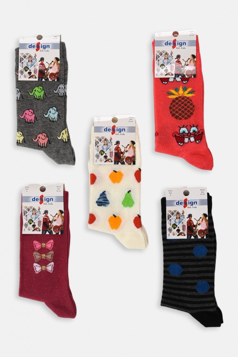 Kids Socks Girl (5 pairs) - Happy days