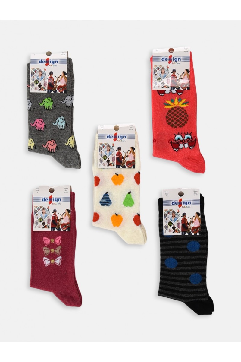 Kids Socks Girl (5 pairs) - Happy days
