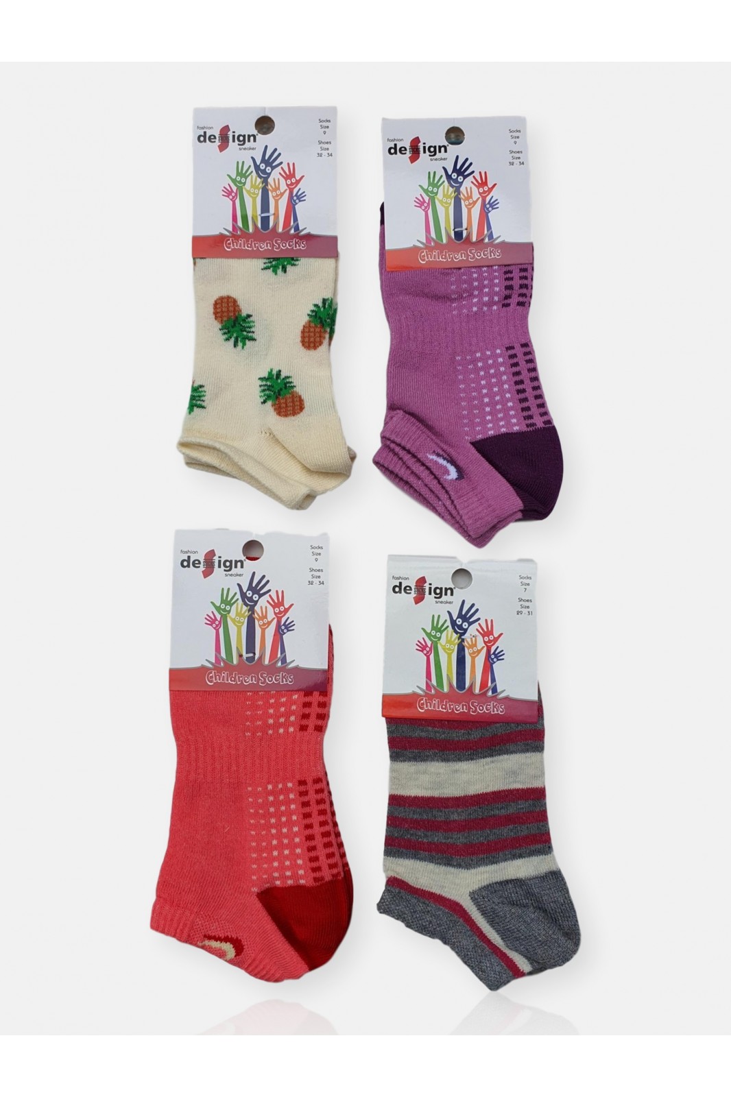 Kids socks for girl - DESIGN - 4 Pair