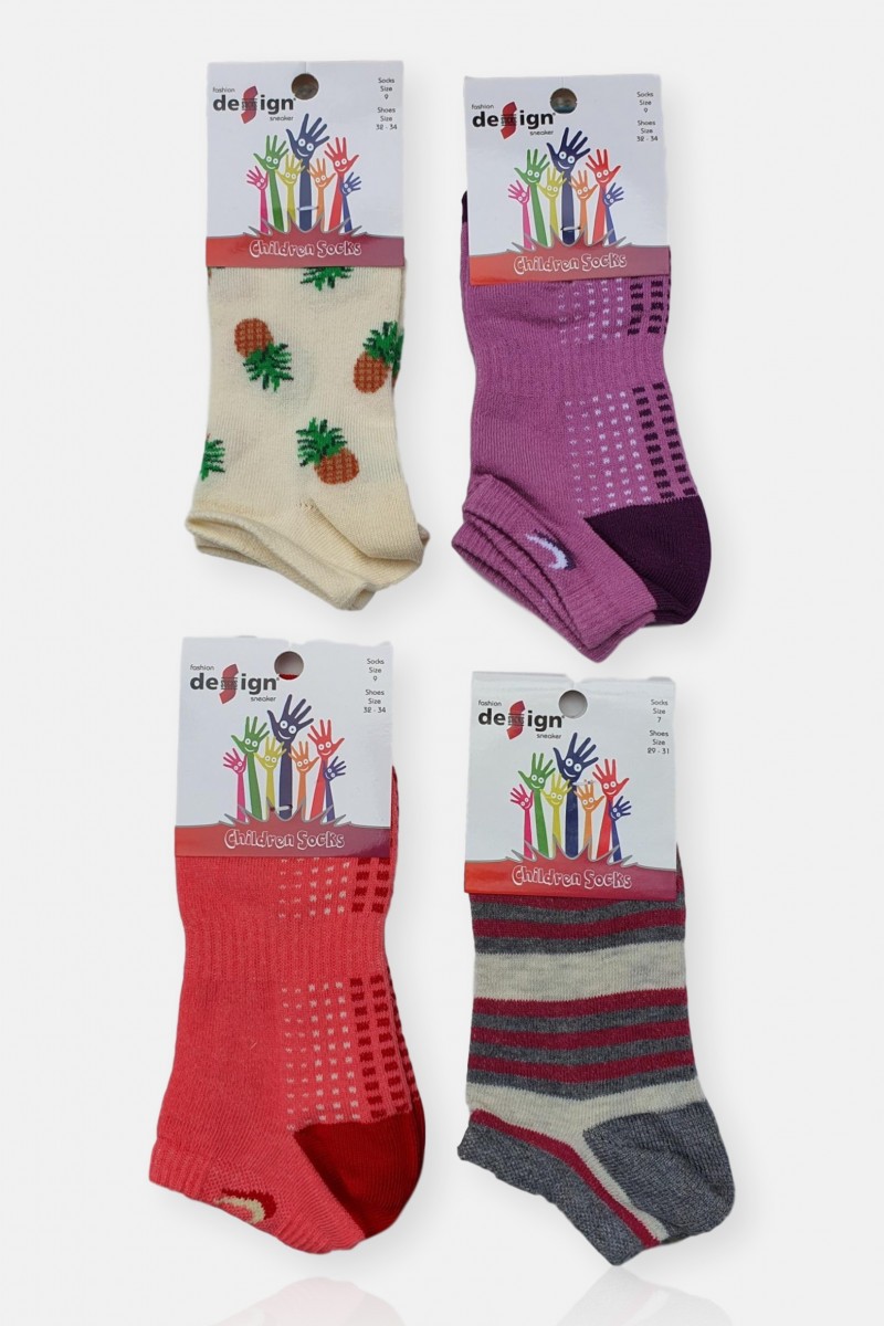 Kids socks for girl - DESIGN - 4 Pair