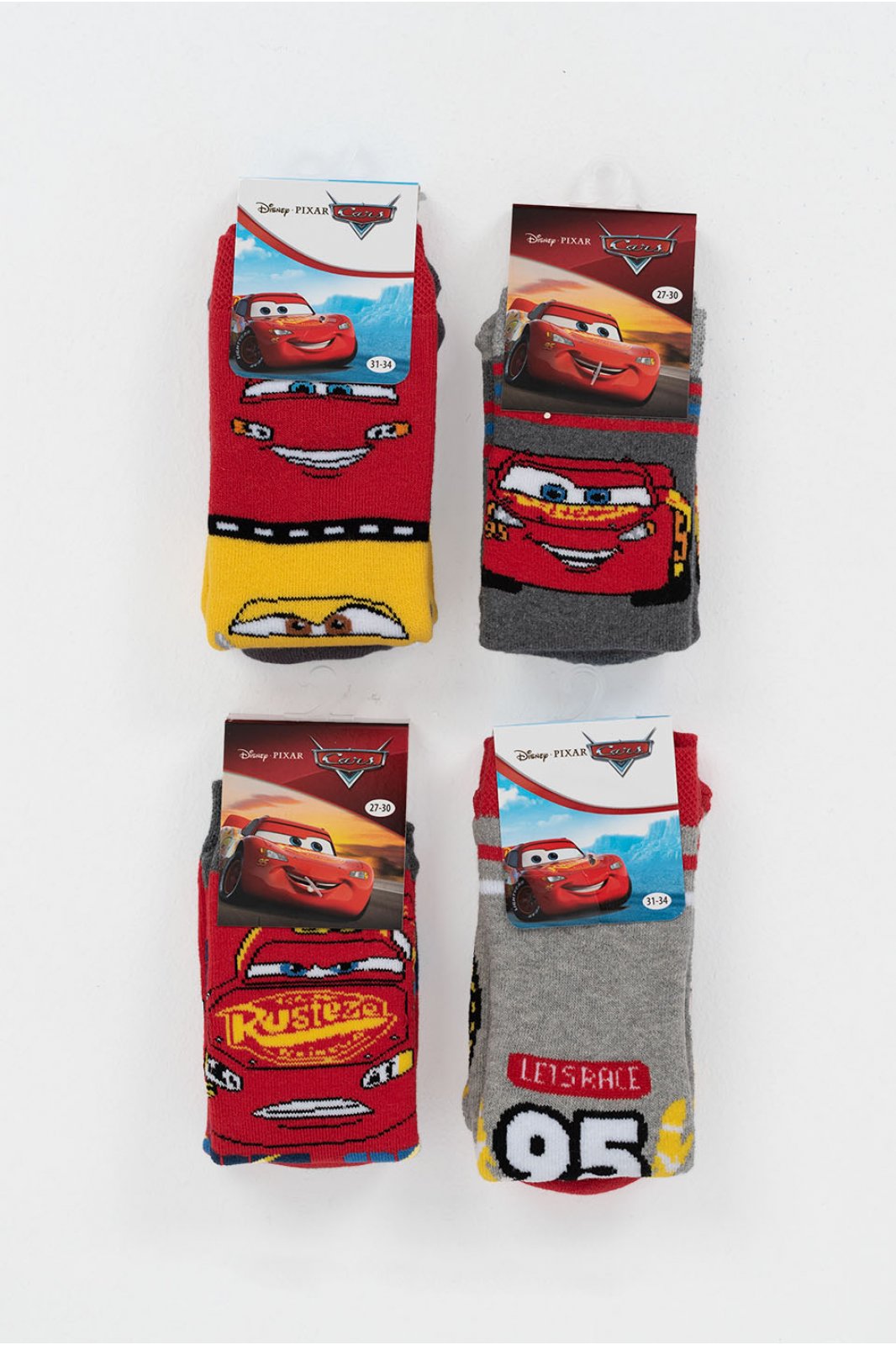 Kids DISNEY CARS socks with suction cups 4 Pack