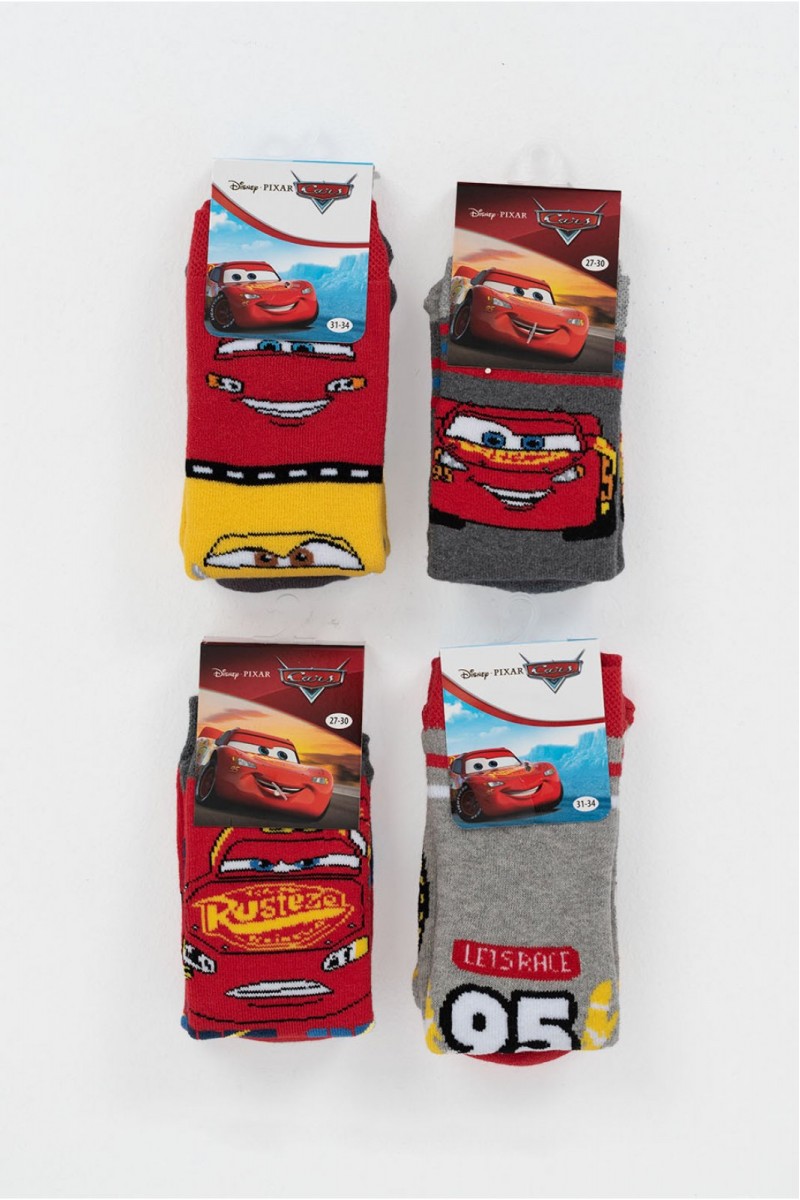 Kids DISNEY CARS socks with suction cups 4 Pack
