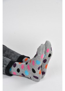 Womens Fine Socks NEW GREY Polk Dots