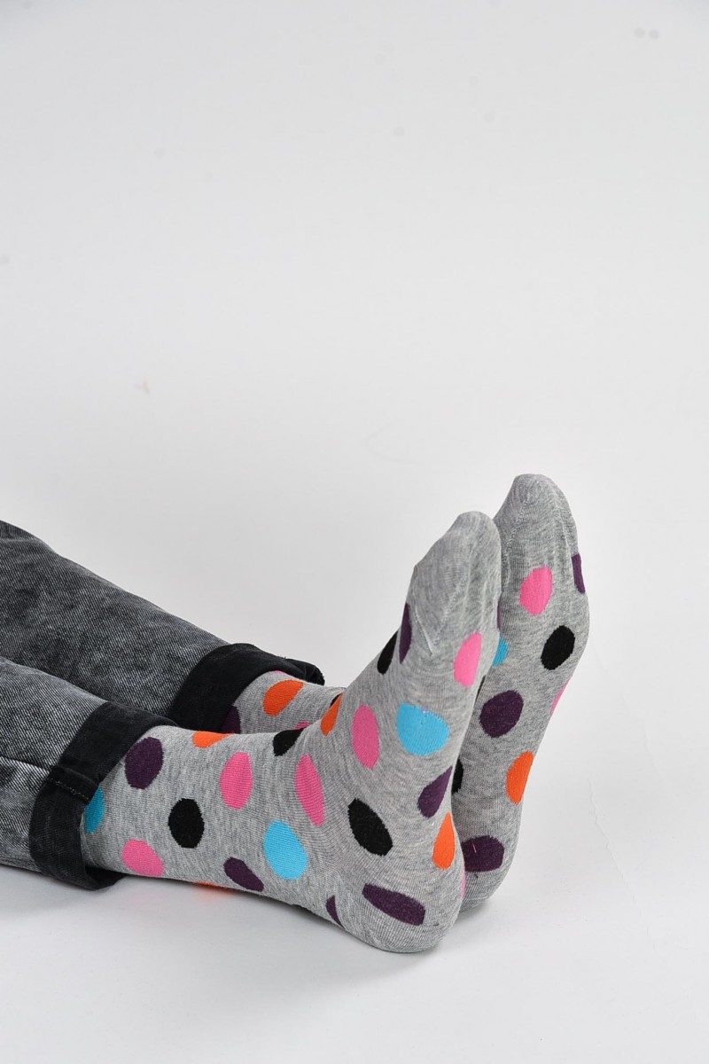 Womens Fine Socks NEW GREY Polk Dots
