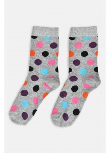 Womens Fine Socks NEW GREY Polk Dots