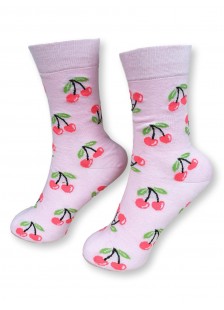 Womens Socks with Cherry patterns ONESIZE 36-41
