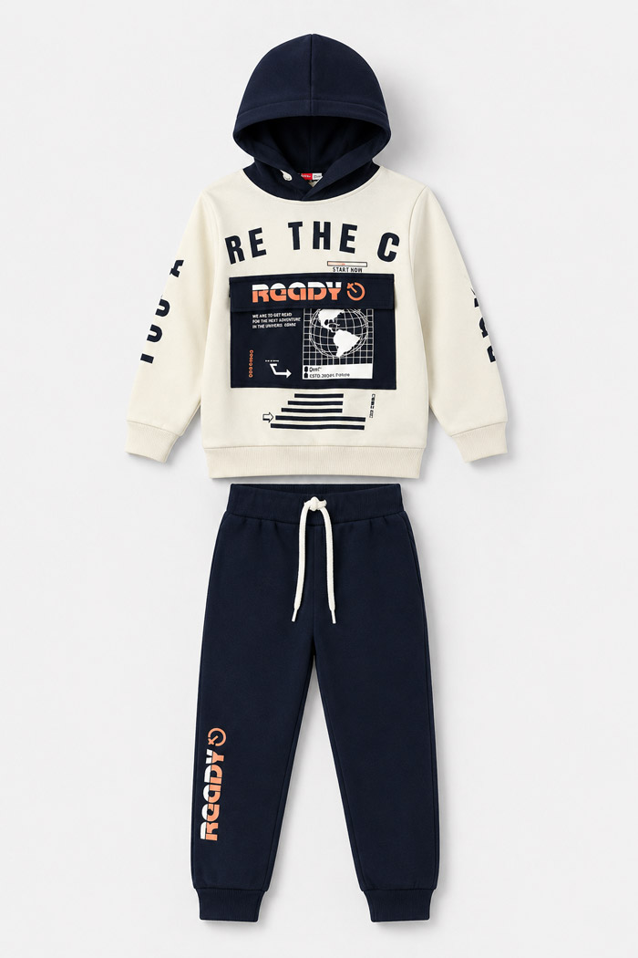 ENERGIERS boys' winter tracksuit set with hooded sweatshirt and long sweatpants