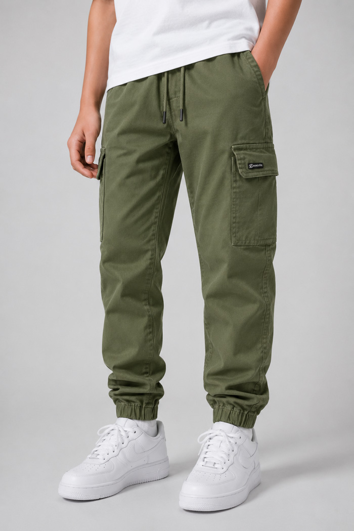 ENERGIERS boys' jogger cargo trousers with side cargo pockets and elasticated ankle cuffs