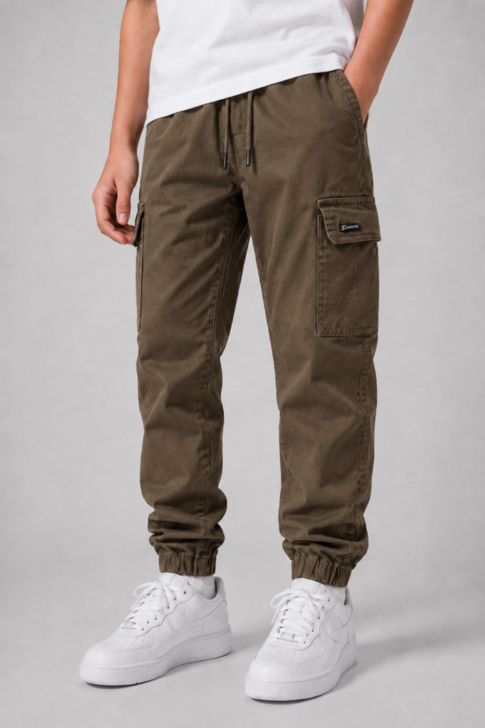 ENERGIERS boys' jogger cargo trousers with side cargo pockets and elasticated ankle cuffs