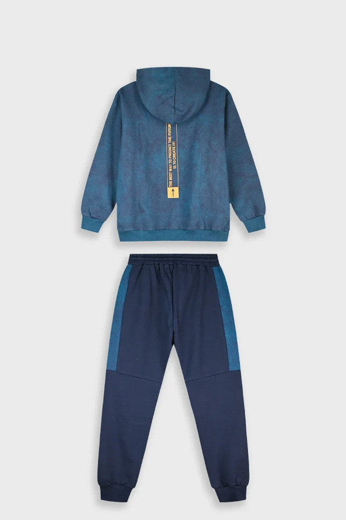 Boys' blue colour-block hooded tracksuit set with NRG logo by ENERGIERS
