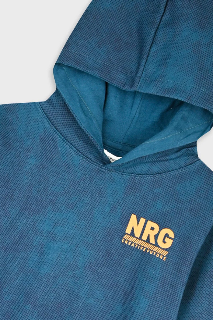 Boys' blue colour-block hooded tracksuit set with NRG logo by ENERGIERS
