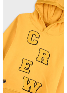 Boys' mustard hooded ENERGIERS tracksuit set with charcoal joggers and CREW appliqué