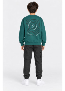 ENERGIERS boys' cypress green and petrol sweatshirt with black cargo joggers set
