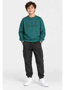 ENERGIERS boys' cypress green and petrol sweatshirt with black cargo joggers set