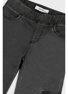 Girls' washed black wide leg cargo jeans with elasticated waist by ENERGIERS