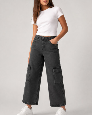 Girls' Wide Leg Cargo Jeans ENERGIERS 16-126200-2