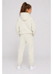 Girls' ENERGIERS winter tracksuit with an ecru hooded sweatshirt and long sweatpants