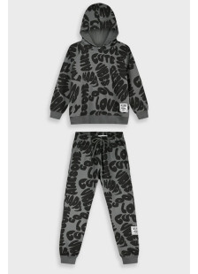 ENERGIERS girls' hooded sweatshirt and matching trousers with all-over typography print