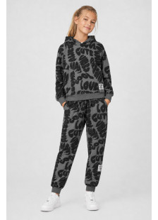 ENERGIERS girls' hooded sweatshirt and matching trousers with all-over typography print