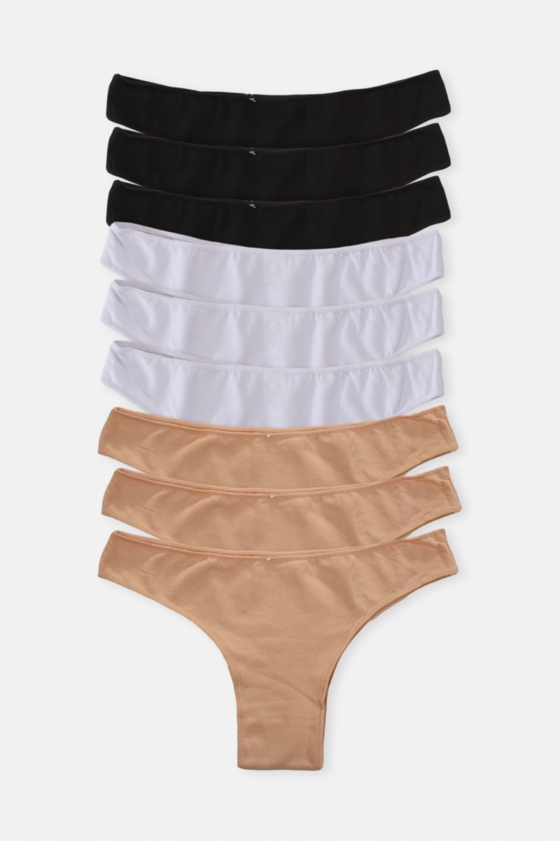 Monochrome Brazilian panties (9 Pack) Black - White - Beige