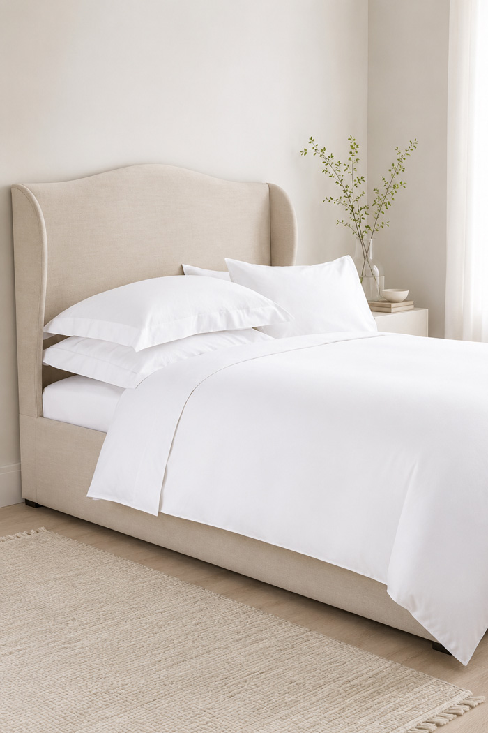 Flamingo White Percale Flat Sheet TC 160, 50% Cotton - 50% Polyester