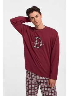 Mens Pajamas GALAXY DADDY with burgundy plaid pants