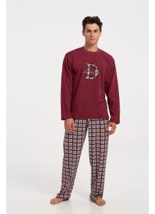 Mens Pajamas GALAXY DADDY with burgundy plaid pants