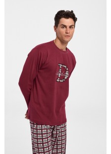 Mens Pajamas GALAXY DADDY with burgundy plaid pants