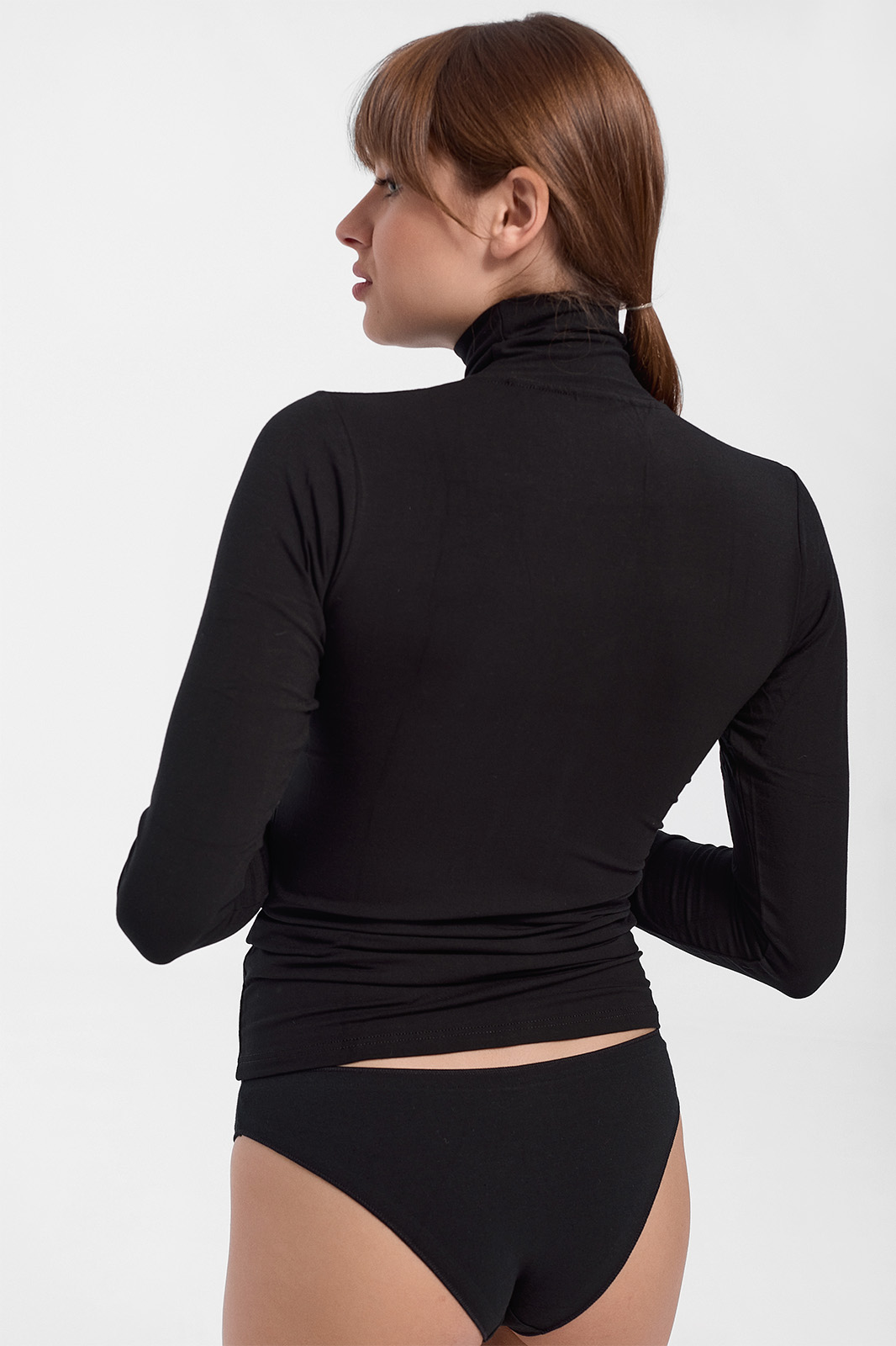 HELIOS long sleeved polo neck top micromodal