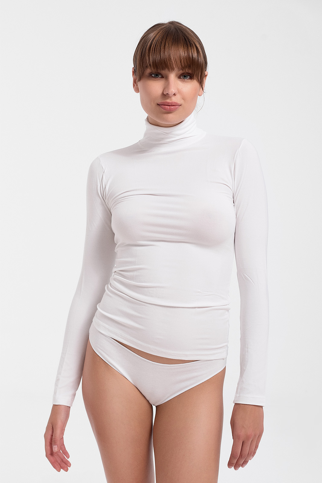 HELIOS long sleeved polo neck top micromodal