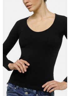 HELIOS Long sleeve Undershirt with open neckline - micromodal