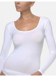 HELIOS Long sleeve Undershirt with open neckline - micromodal