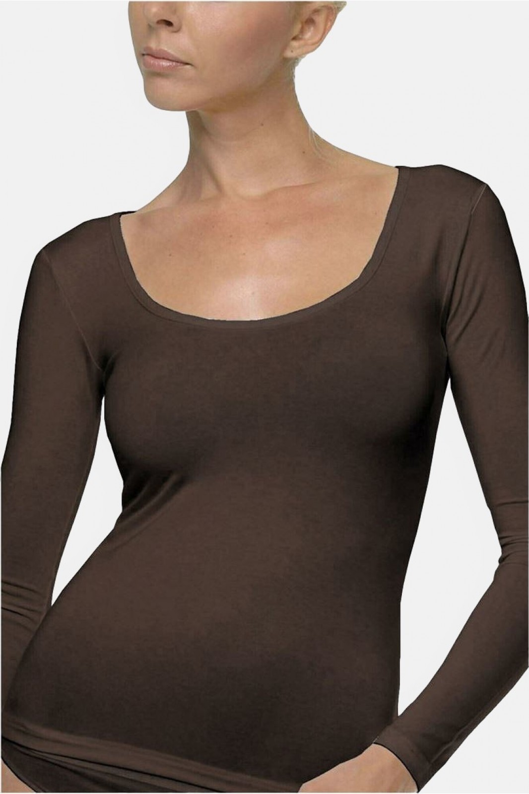 HELIOS Long sleeve Undershirt with open neckline - micromodal