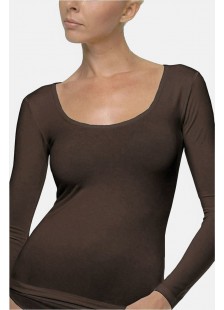 HELIOS Long sleeve Undershirt with open neckline - micromodal