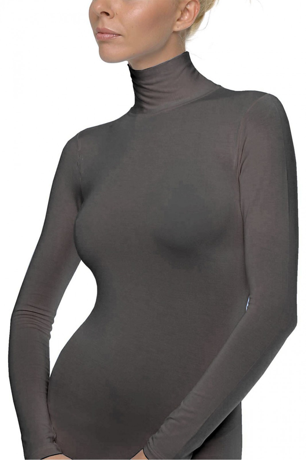 HELIOS long sleeved polo neck top micromodal