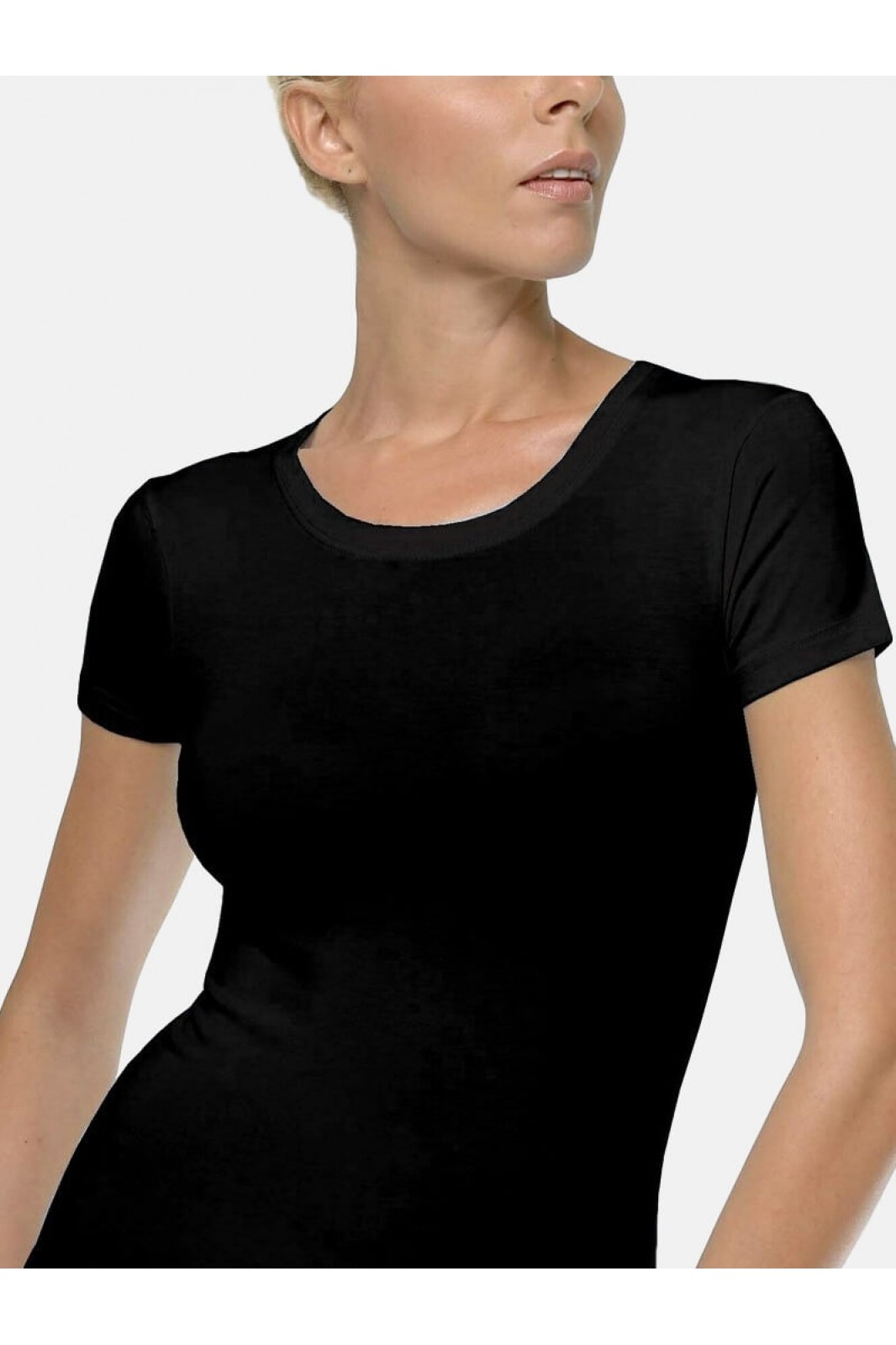 Womens short-sleeved undershirt with closed neckline - HELIOS Micromoda