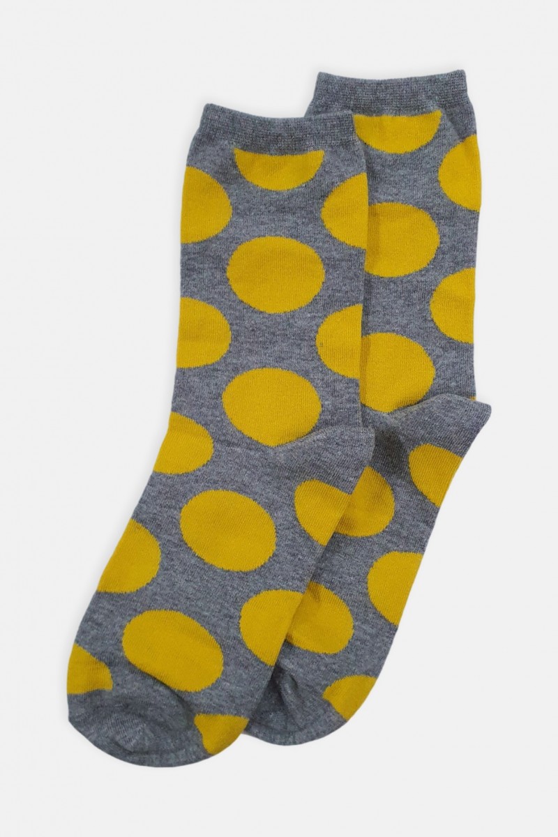 Womens  socks LA DIVA BIG Polka dots Yellow