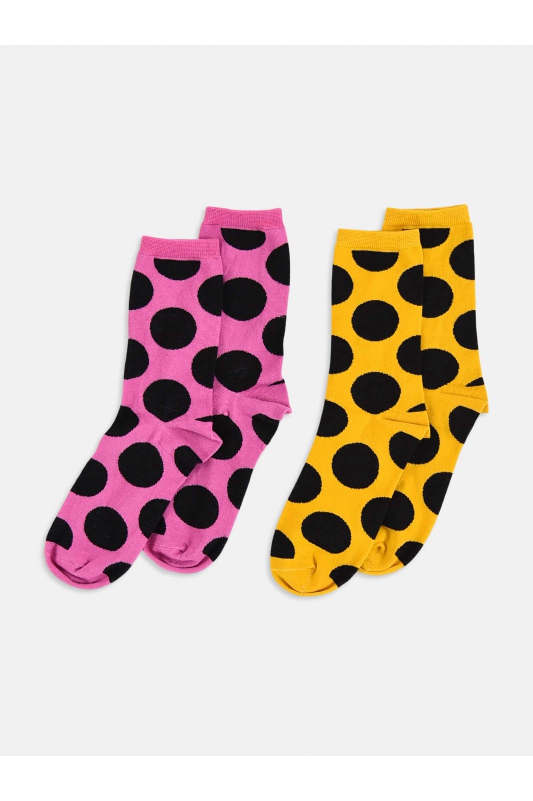 Womens socks LA DIVA Polka dots Fuchsia and Yellow